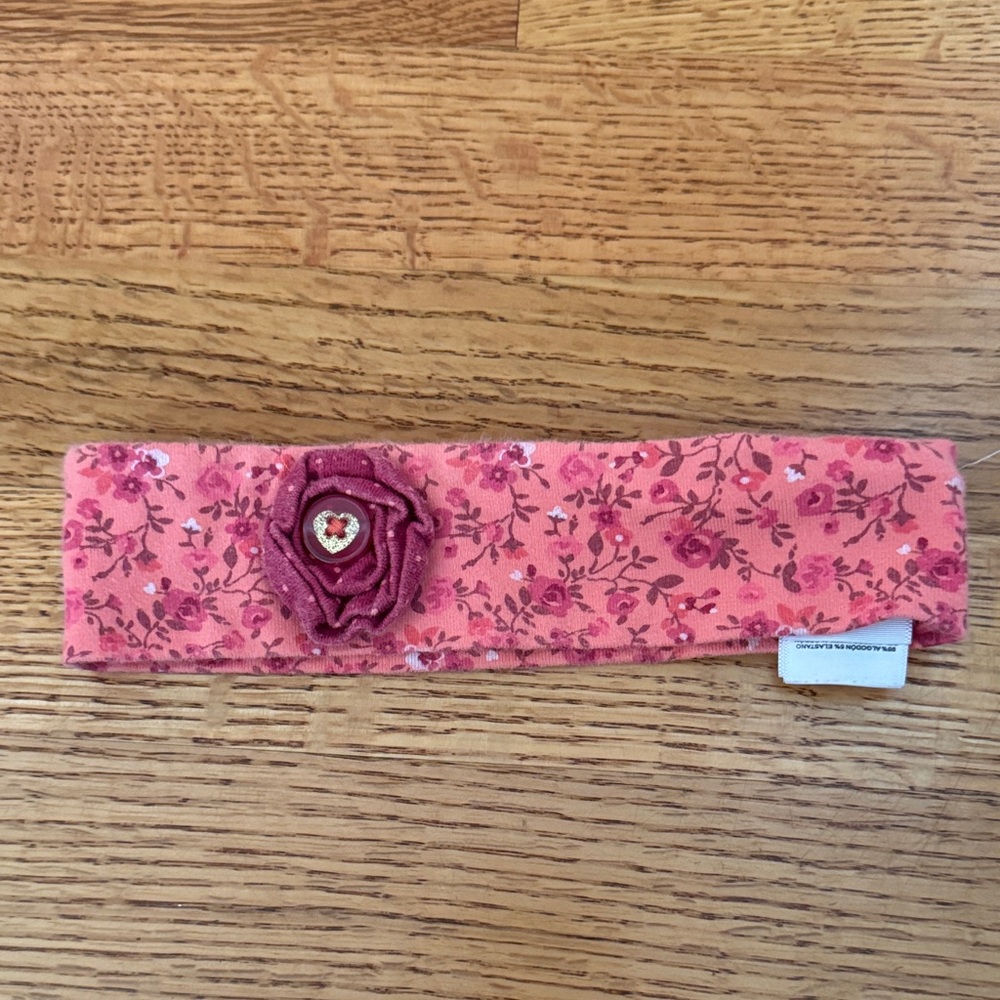 Naartjie Pink Floral Headband with Heart Detail